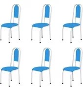 Kit 6 Cadeiras Anatômicas 0.122 Estofada Branco/Azul - Marcheli