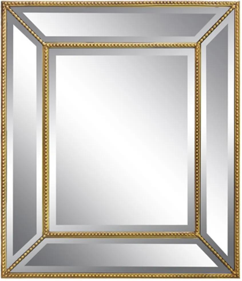Espelho Pequeno Dourado Quadrado com Acabamento em Bisotê
