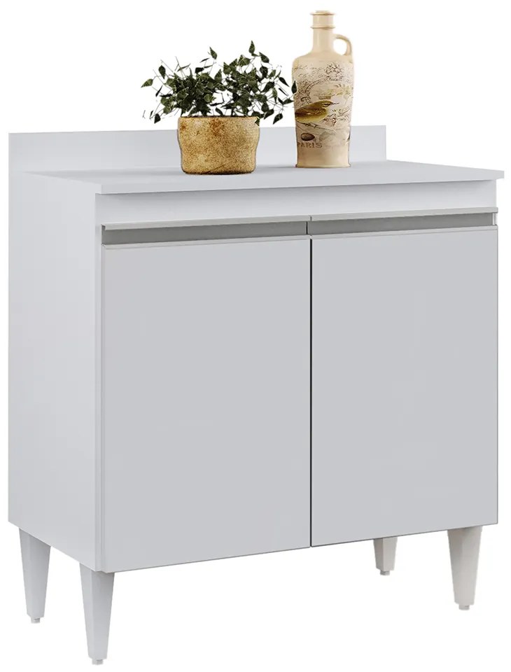 Balcão de Cozinha Lavanderia com Tampo 02 Portas Sara 80 cm - D'Rossi - Branco