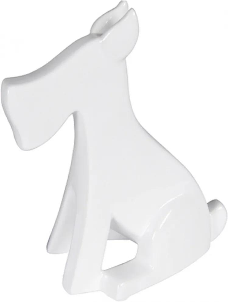 escultura cachorro SCHNAUZER ORLANDO resina branca 20cm Ilunato XD0024