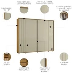 Guarda Roupa Casal 278cm 2 Portas 4 Espelhos Mya Opala/Cumaru Z10 - Mp