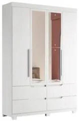 Guarda Roupa Solteiro 160cm com Espelho Doble Branco        - Albatroz
