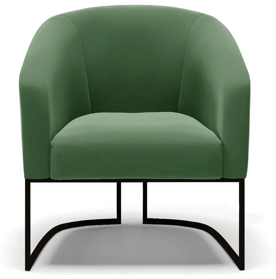 Poltrona Decorativa Industrial Preto Kit 2 Stella Suede Verde D03 - D'Rossi
