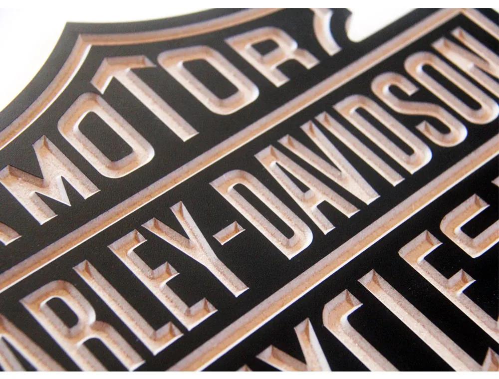 Placa Decorativa Harley-Davidson Cycles Entalhe Em Mdf Preto