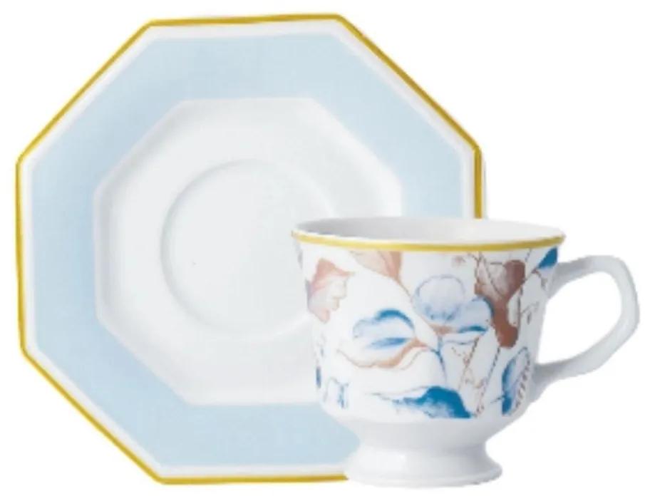 Xicara Chá Com Pires 200Ml Porcelana Schmidt - Dec. Jerico 2393
