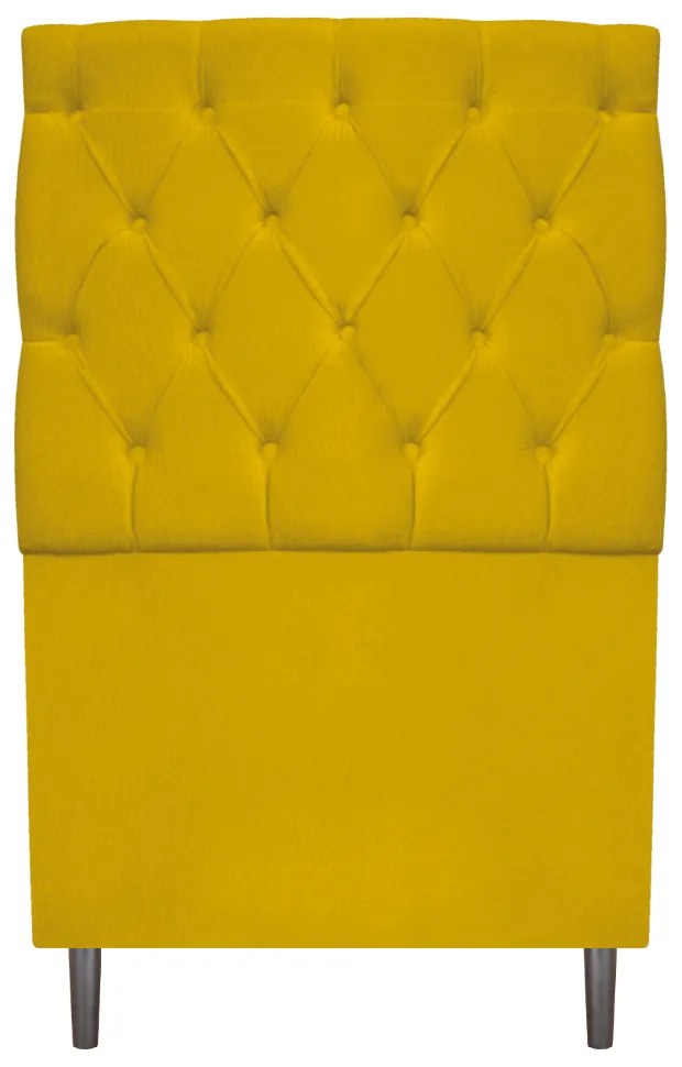 Kit Cabeceira e Calçadeira Liverpool 90 cm Solteiro Suede Amarelo - ADJ Decor