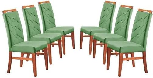 Kit 6 Cadeiras de Jantar Estofada Verde em Veludo Almere