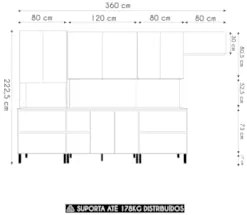 Armário de Cozinha CP04 e Tampo 120cm Minsk K02 Vanilla/Freijó - Mpoze