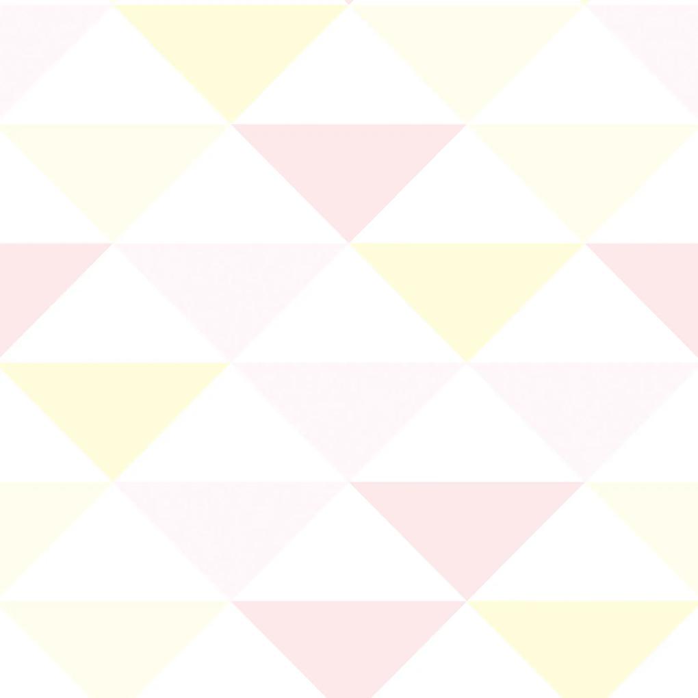 Adesivo de parede geométrico triângulo rosa amarelo e branco
