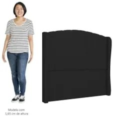 Cabeceira Casal King Cama Box 195cm Glenda Z04 Linho Preto - Mpozenato