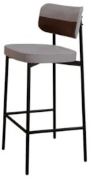 Banqueta Alta Bar Estofada Kit 4 Ella M25 Linho Cinza CL/Marrom - Mpoz