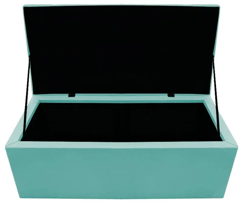 Recamier Baú Estofada Mel 90 cm Solteiro Com Capitonê  Suede Azul Tiffany - ADJ Decor