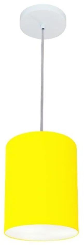 Lustre Pendente Cilíndrico Vivare Md-4012 Cúpula em Tecido 18x25cm - Bivolt - Amarelo - 110V/220V