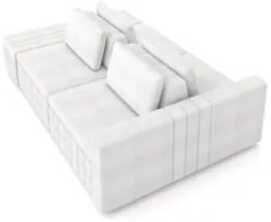 Sofá Ilha e Puff Sala Living 265cm Siesta M22 Bouclê Branco - Mpozenat