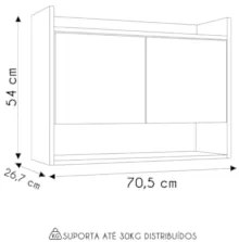 Armário de Cozinha Aéreo 71cm 2 Portas 1 Nicho Ceci Z34 Grafite - Mpoz