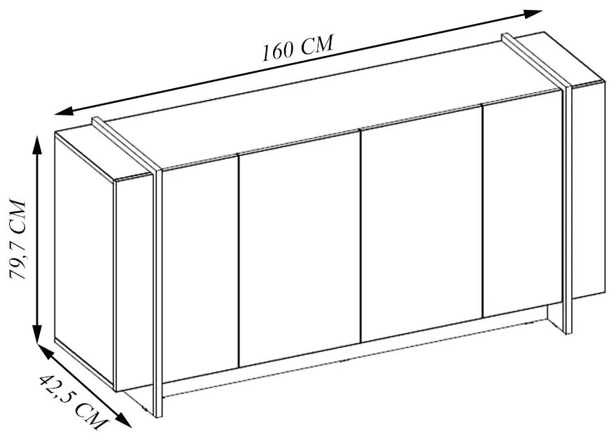 Buffet Aparador Decorativo 160cm Destin Freijó/Preto G73 - Gran Belo