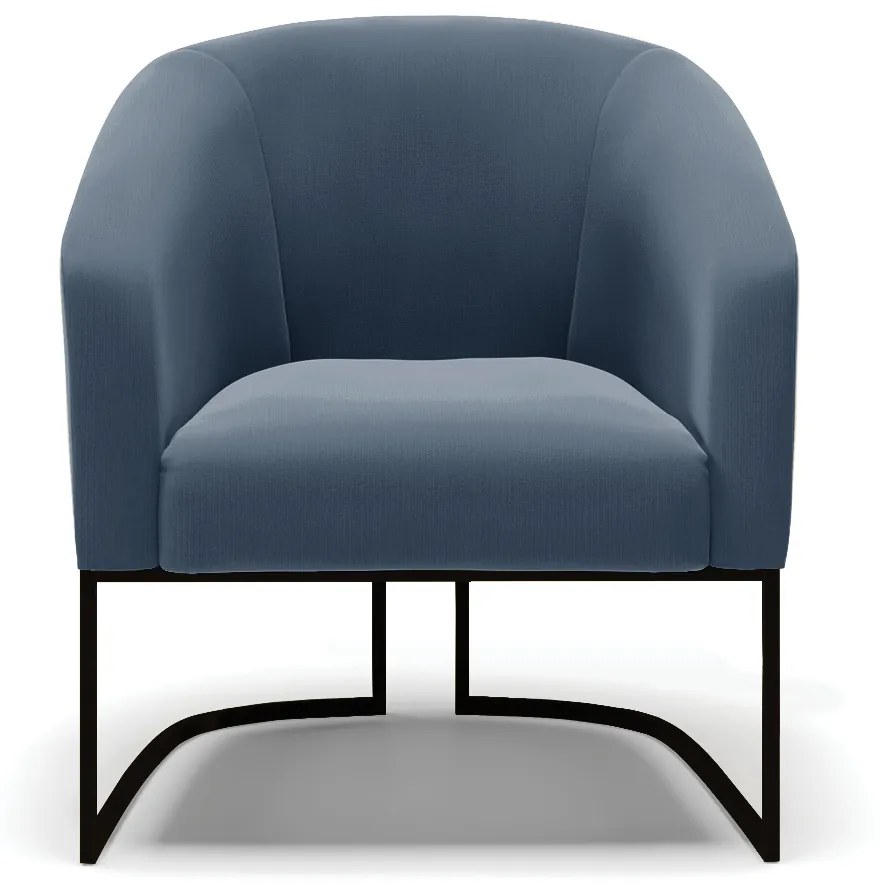 Poltrona Decorativa Industrial Preto Kit 2 Stella Suede Azul Marinho D03 - D'Rossi