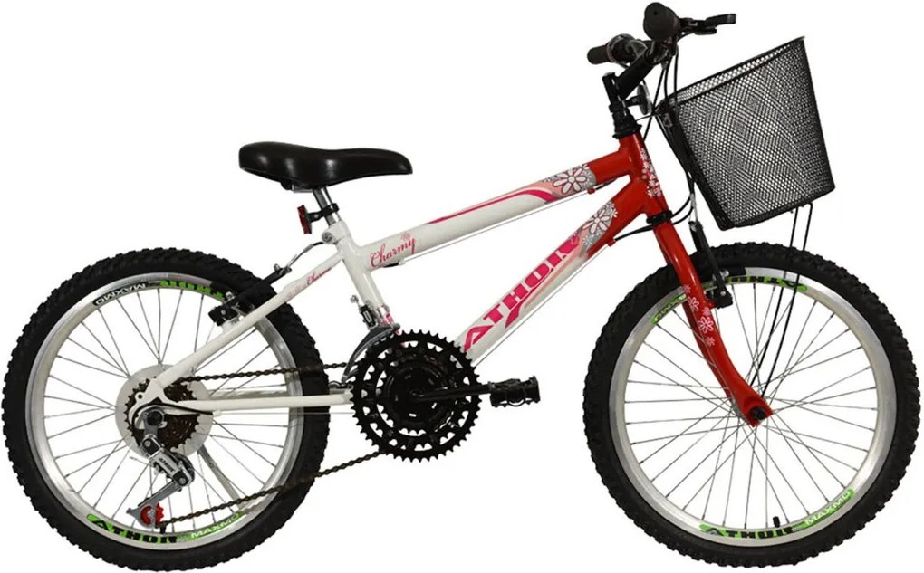 Bicicleta Aro 20 Charmy Vermelha com cestão Athor Bikes