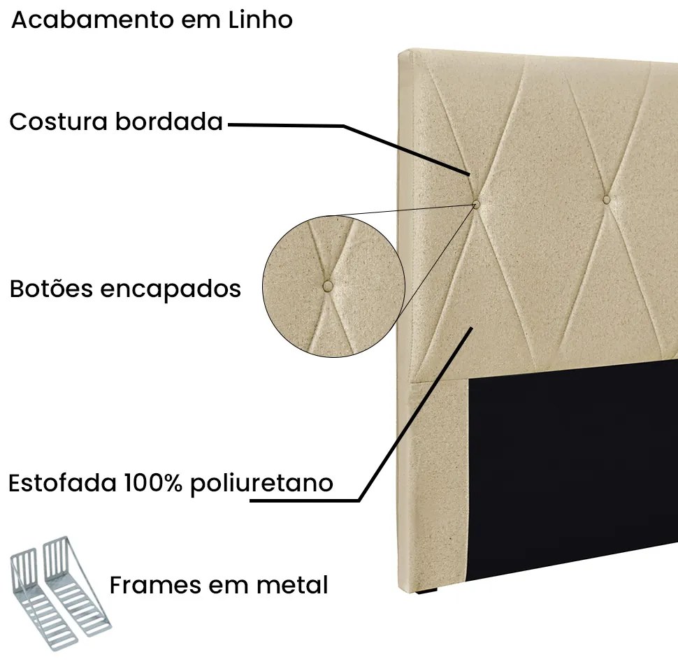 Cabeceira Cama Box King 195 cm Aquilla Linho Dourado S04 - D'Rossi