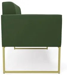 Sofá Namoradeira e 2 Poltronas Base Industrial Dourado Ana Suede Verde