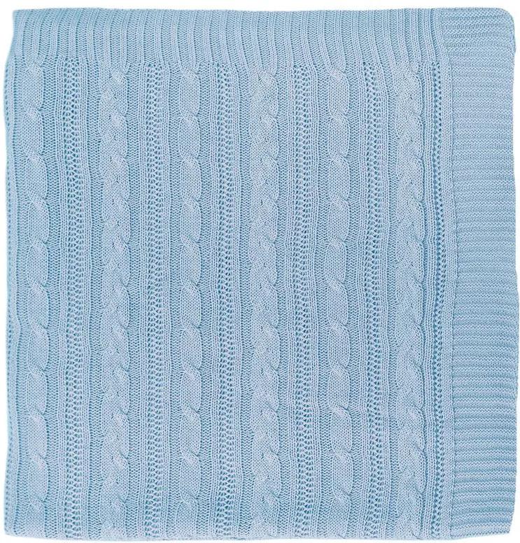 Cobertor Cobre Leito para Berço Tricot Azul Bebê