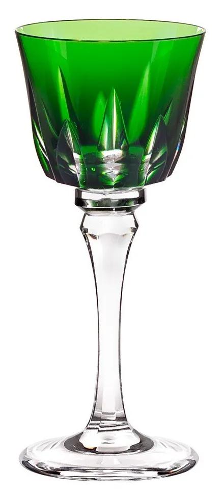 Taça de Cristal Lapidado Artesanal para Licor - Verde  Verde Escuro