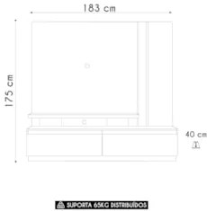 Estante Painel Para TV 75 Pol 183cm Luara Z10 Off/Calacata - Mpozenato