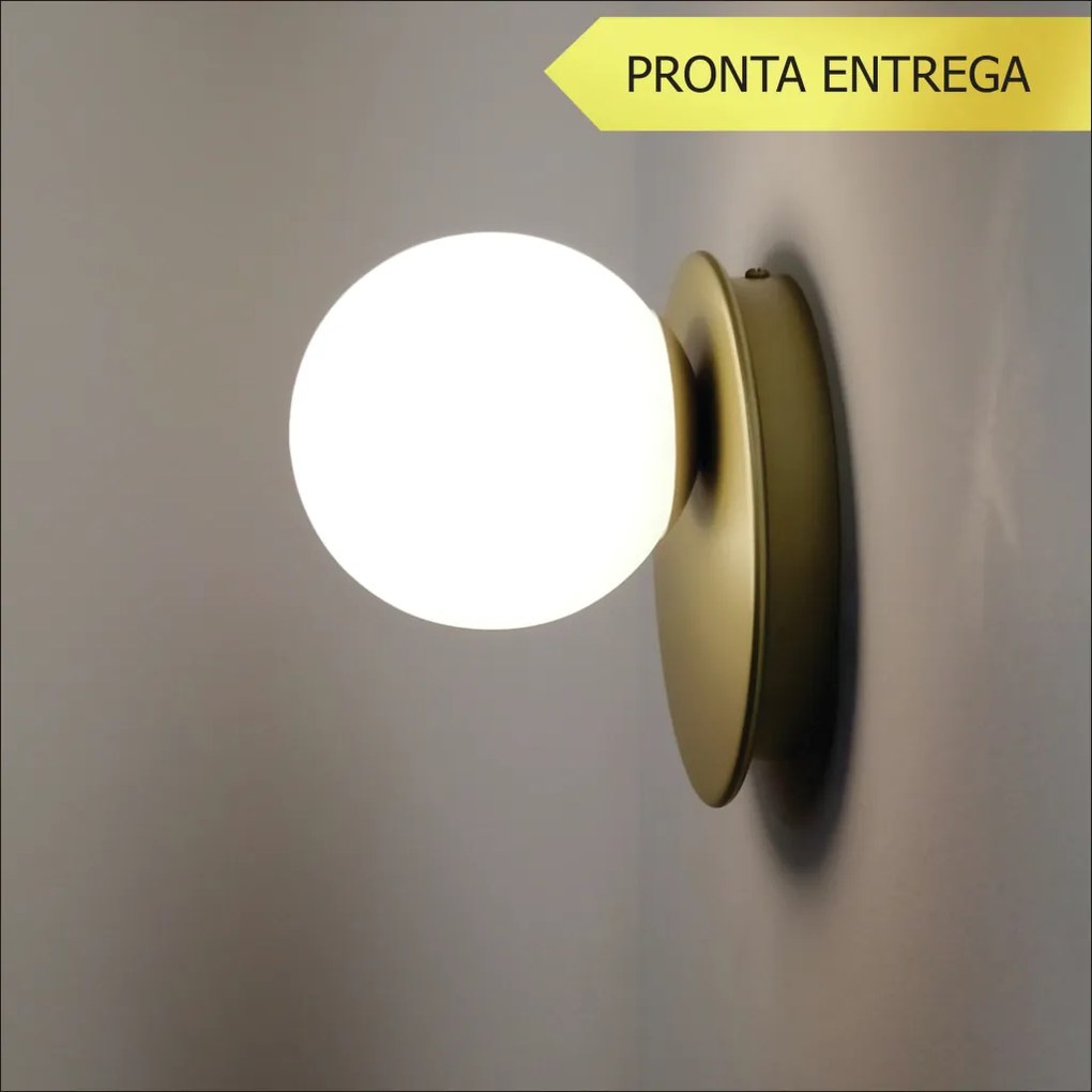 Arandela Flat Ball Ø15X12,5Cm Aluminio E Globo Ø10Cm 01Xg9 - Qimporta... (BRANCO)