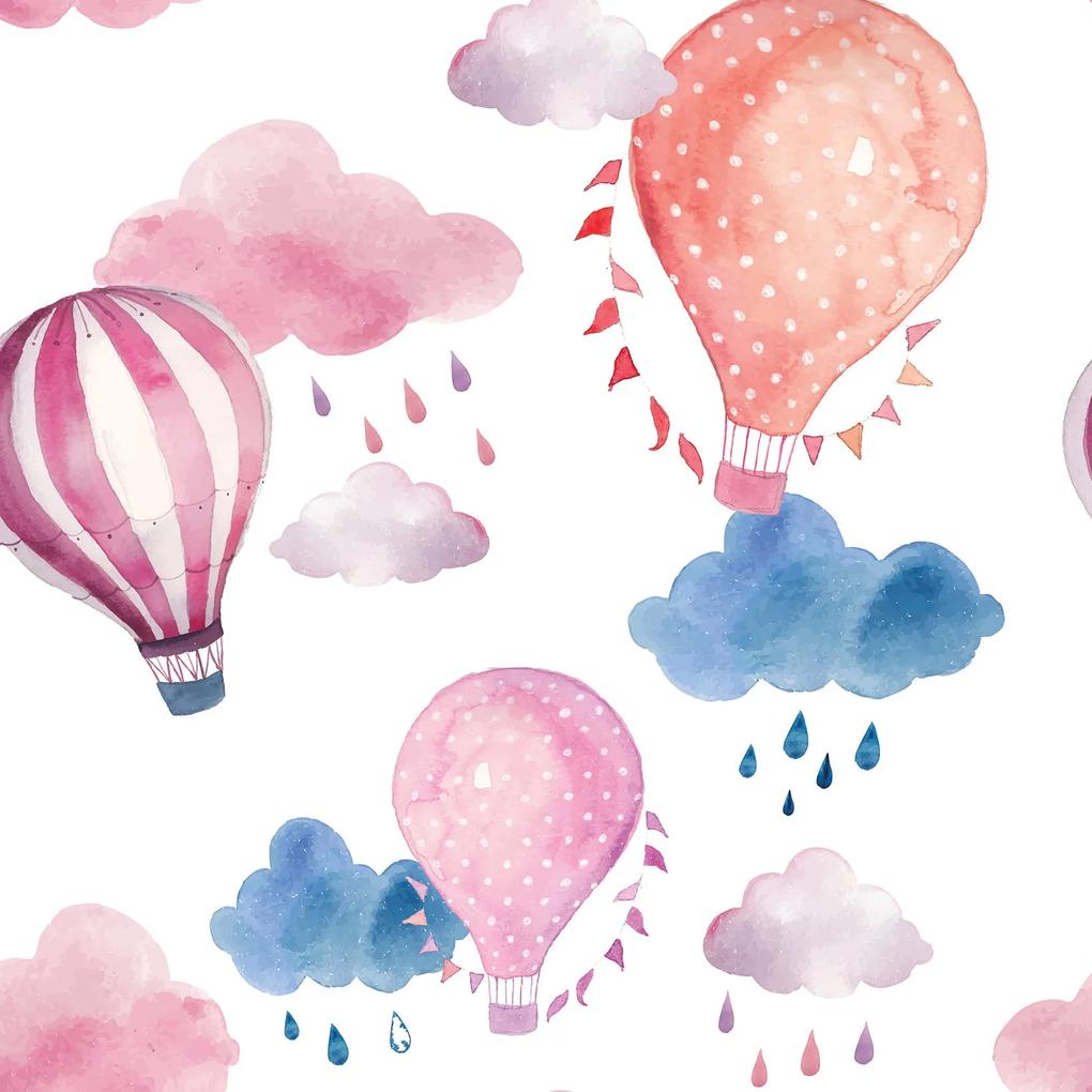 Papel de parede adesivo infantil balão e nuvens