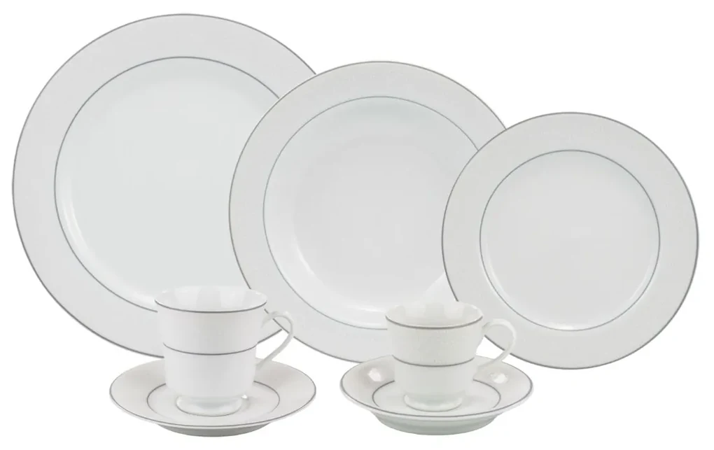 Aparelho Jantar, Chá e Café 42 Peças Porcelana Schmidt - Dec. Filetado Ouro  Pomerode 0010 - SCHMIDT