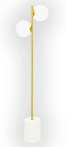 Luminaria de Chao Gloob Aco Dourado Escovado com Marmore Branco 1,42 MT (ALT) - 50005 - Sun House