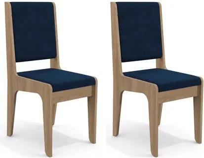 Kit 2 Cadeiras CAD103 para Sala de Jantar Nogal/Marinho - Kappesberg