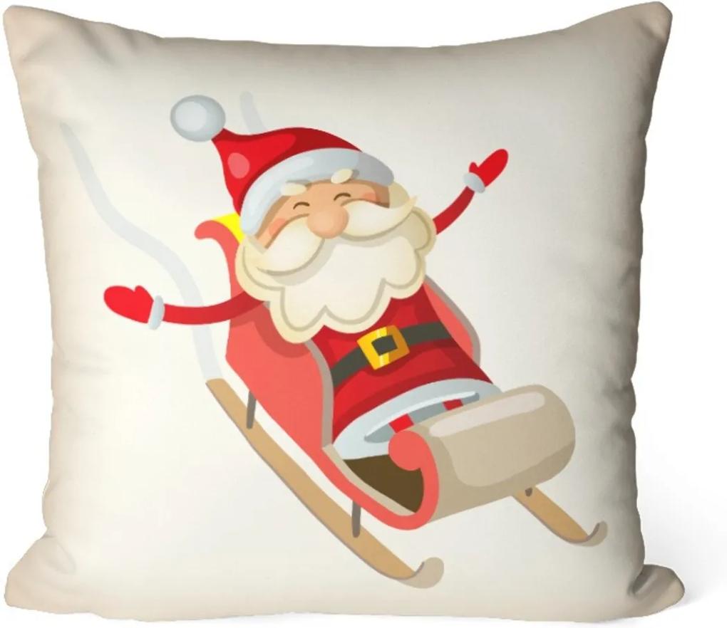 Capa de Almofada Love Decor Avulsa Decorativa Papai Noel com Treno