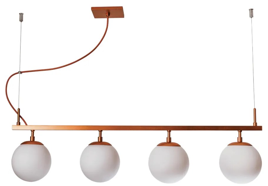 Pendente Queens C/ 4 Globos 85Cm 4L E27 Mini Bulbo / Metal E Globo Ø14... (CP-M - Champagne Metálico, AMBAR)