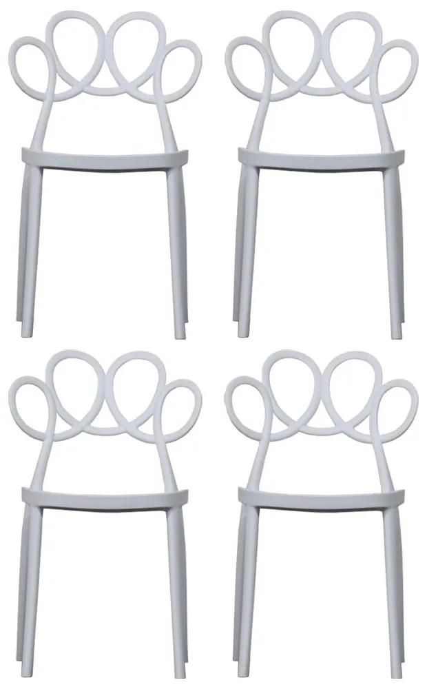 Kit 04 Cadeiras Decorativas para Cozinha Laço Branco - Gran Belo