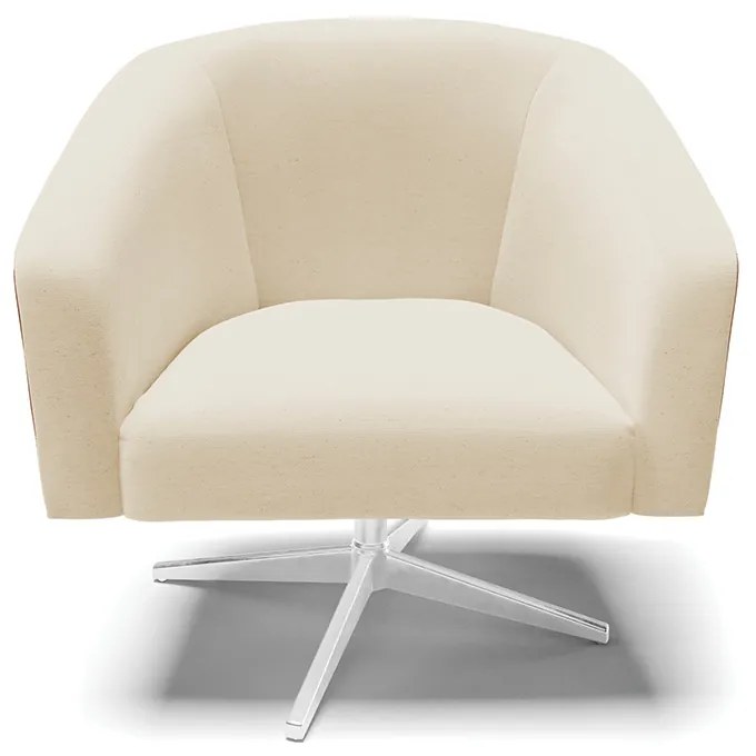 Poltrona Decorativa Giratória MA30 Stella Nozes/Linho Bege  D03 - D'Rossi