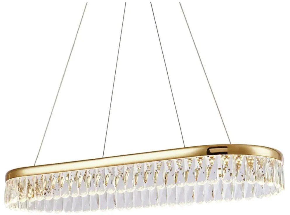 Pendente Drop Oval 80X34X10Cm Led 27W 3000K Bivolt Dourado Polido - Us...