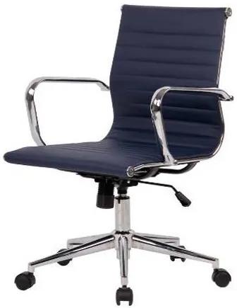 Cadeira Sevilha Eames Baixa PU Azul Escuro Base Cromada 98cm - 62974 Sun House