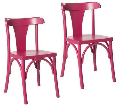 Kit 2 Cadeiras Londres Estilo Clássico em Madeira Maciça - Pintura em Laca Rosa Pink