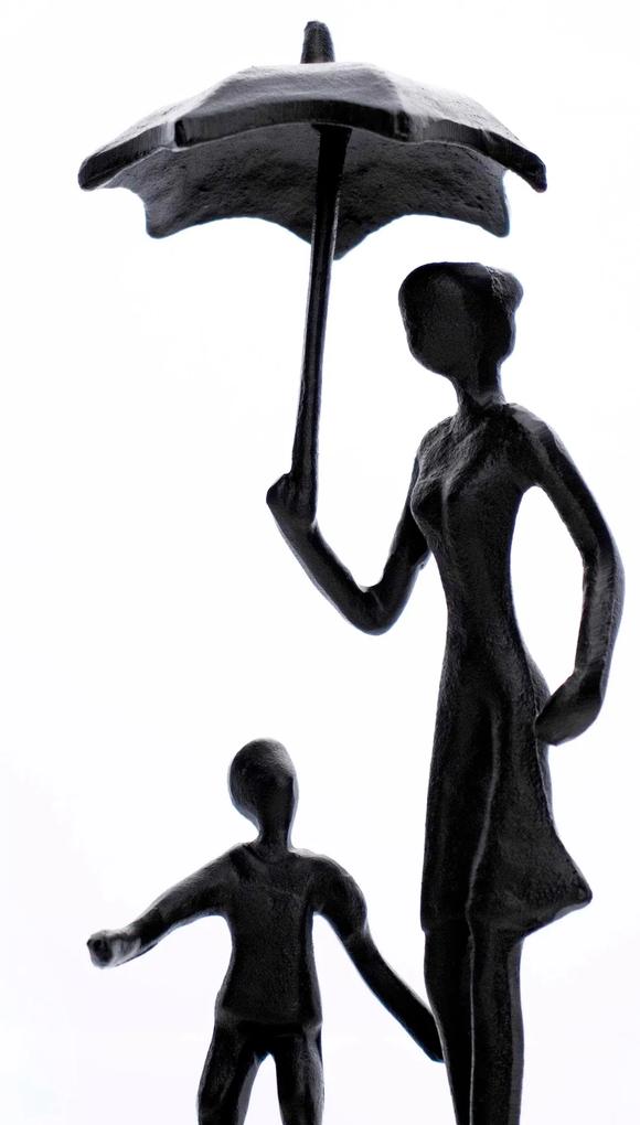 Escultura Decorativa em Metal Preto Mãe e Filho 22x7,8 cm - D'Rossi