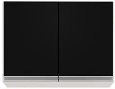 Armário Aéreo 80cm 2 Portas Califórnia Branco/Preto - Lumil Móveis