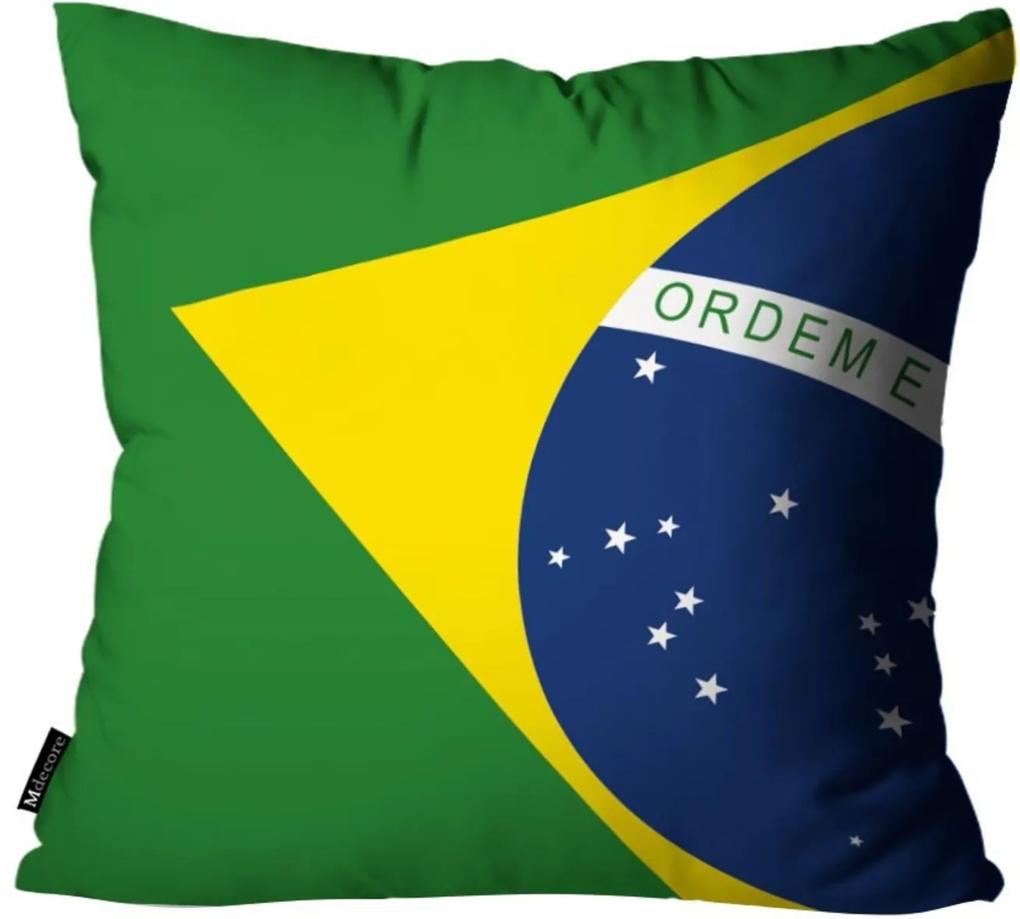 Capa para Almofada Mdecore Bandeira do Brasil Colorida  45x45cm