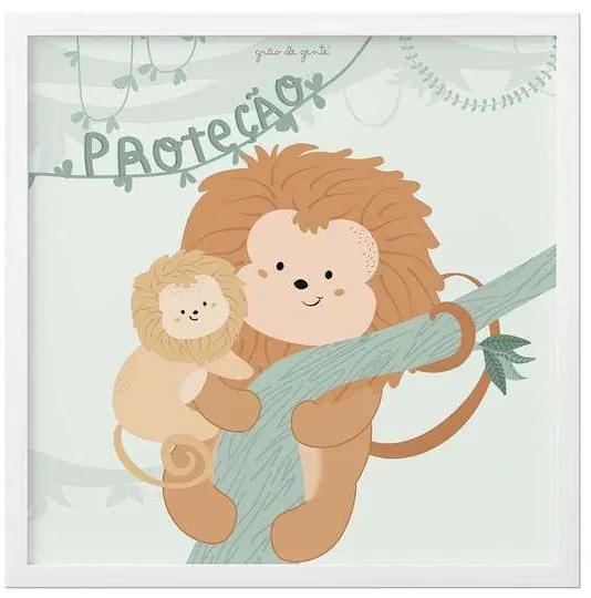 Quadro Bebê Mico-Leão-Dourado Proteção 38cm Grão d