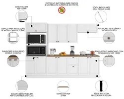 Armário de Cozinha Modulado 5 Peças Com Tampo CJ3 Duna P09 Branco - Mp