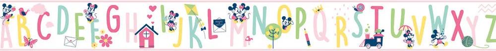 Faixa De Parede Mickey Alfabeto Rosa - Disney York Iii - Americano Lav...