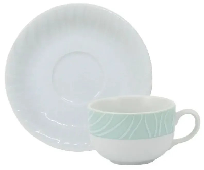 Xícara Café Com Pires 100Ml Porcelana Schmidt - Dec. Green Oak 2388