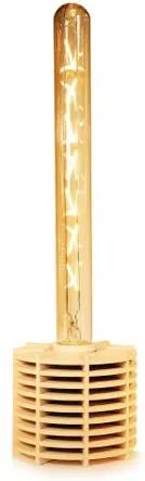 Luminária Abajur Caqui Retrô de Madeira Marfim - Soq: E27 / Tam: 10x8cm