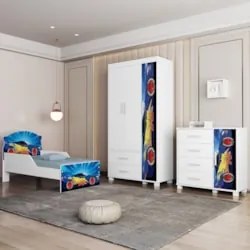 Quarto Infantil 3 Peças Com Mini Cama Carro Azul Z53 - Mpozenat