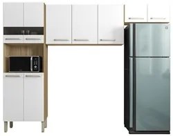 Armário de Cozinha Compacta 251cm Louis K02 Freijó/Supremo - Mpozenato