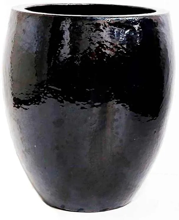 Vaso Vietnamita Cerâmica Importado EGG Planter Pequeno Preto D48cm x A54cm